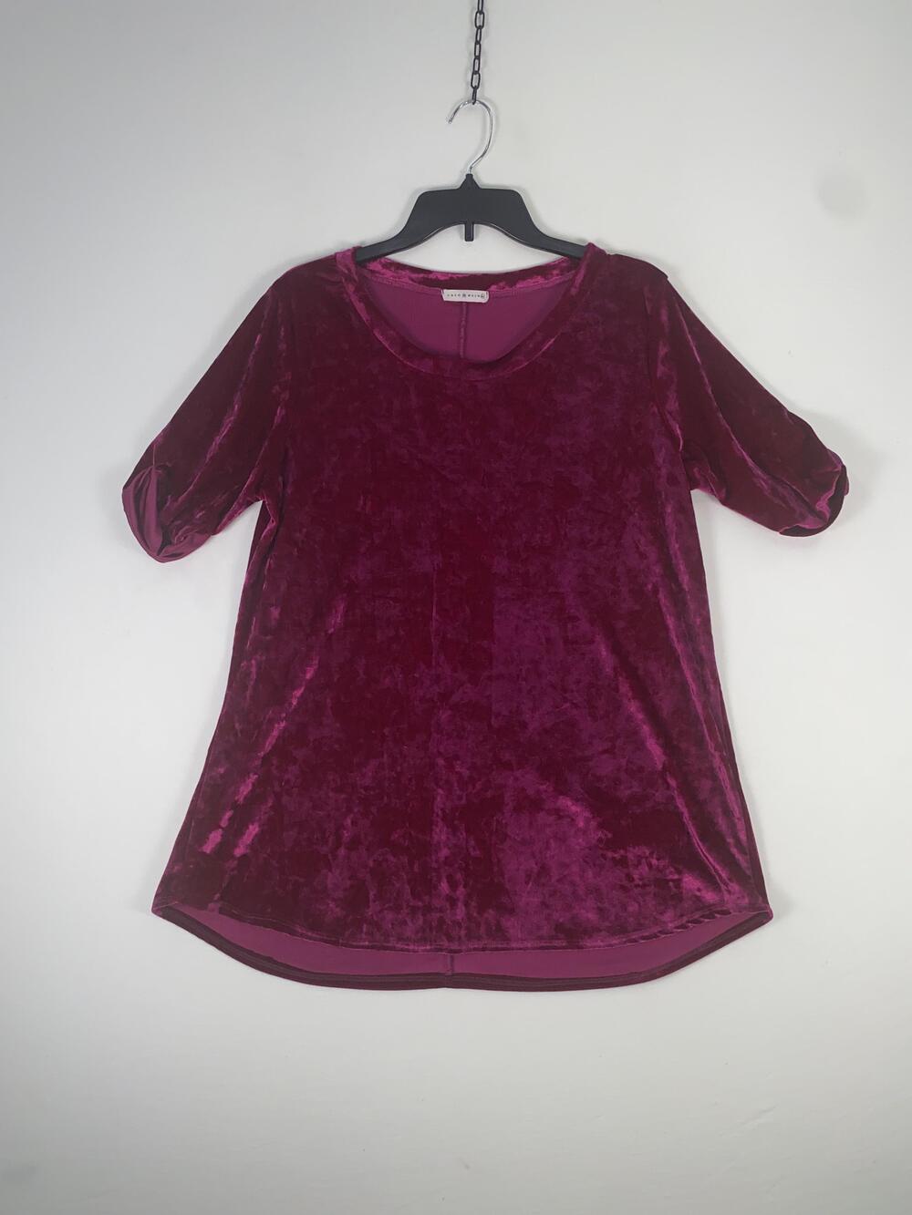 Coco + Main T-shirt Womens XL Pink Crushed Velvet Scoop Neck Tunic Stretch Top